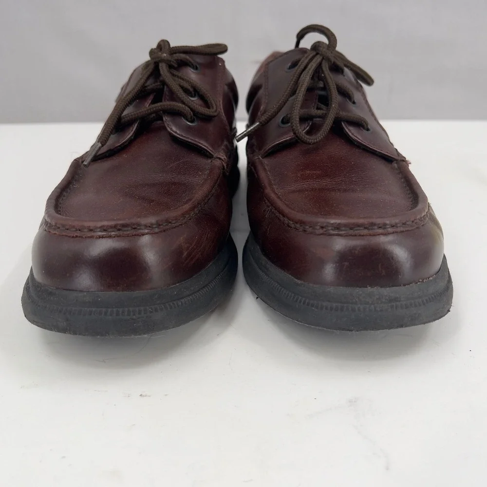 Hush Puppies Men;s Wide Brown Leather Moc Toe Oxford Comfort Shoe 10W